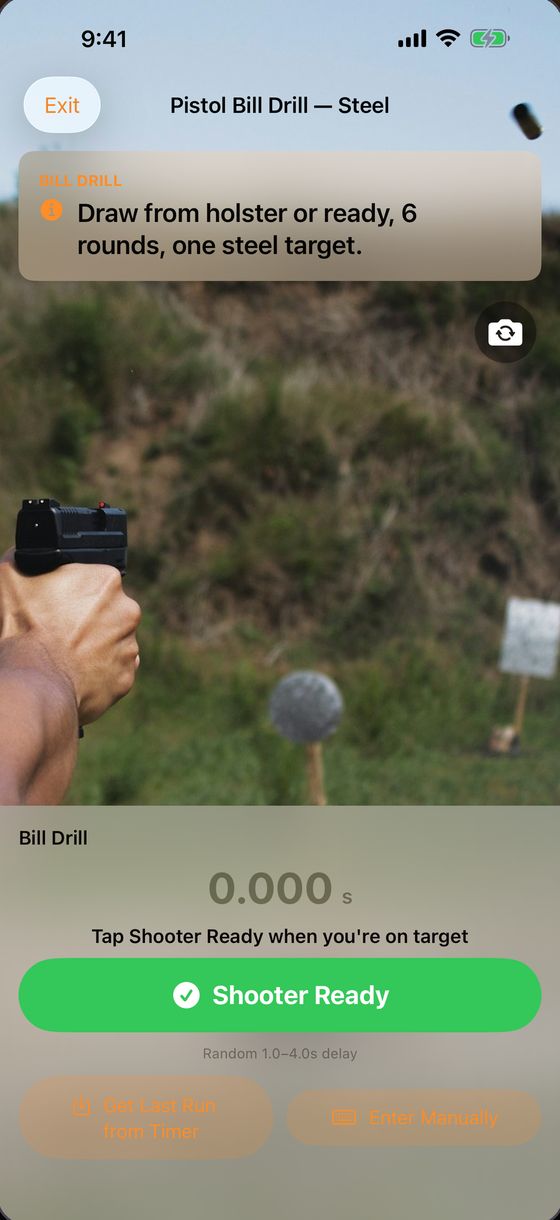 Stage screen showing the camera preview and the Shooter Ready button